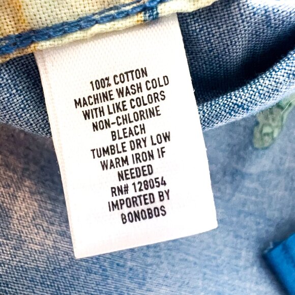 BONOBOS Banana Print Button Down Shirt Blue Buncha Bananas Riviera Short Sleeve - Picture 10 of 12